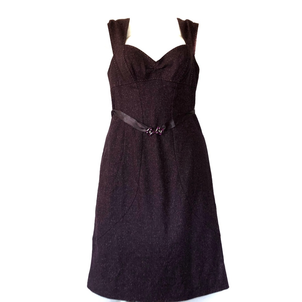 Rebecca Taylor Dress Purple Tweed Wool Silk Sheath